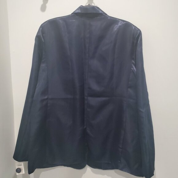 And Now This NWT Women's Navy Blue Satin Oversized Lightweight Blazer  XL - Picture 3 of 11